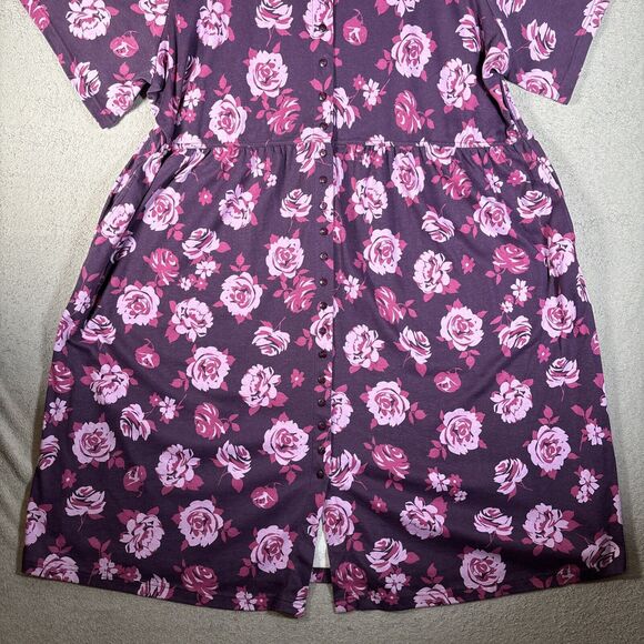 Woman Within Women’s Plus size 3X Midi Maxi Purple Flowers T Shirt Dress Floral - Picture 3 of 13